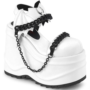 vegan hvit 15 cm DemoniaCult WAVE-20 lolita plat� sandaler med kileh�ler
