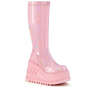 vegan rosa 12 cm STOMP-200 cyberpunk wedge plat�st�vler med kileh�ler