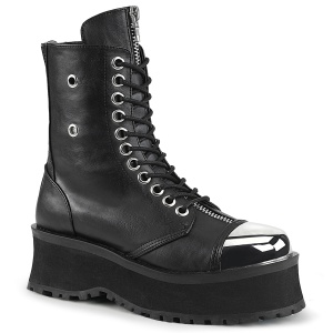 vegan skinn GRAVEDIGGER-10 stål tå cap ankelstøvletter - demonia militærstøvler