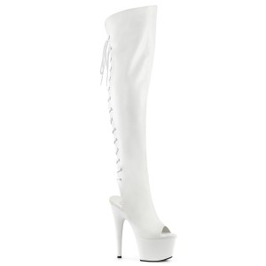 vegan sn�reboots 18 cm ADORE-3019 hvite l�rh�ye st�vler �pen t� med sn�ring
