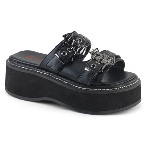 vinyl mules 5 cm DemoniaCult EMILY-100 gothic plat� mules flaggermusvinger