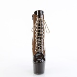 ADORE-1020DC - 18 cm platform h�yh�lte boots lakk coffee