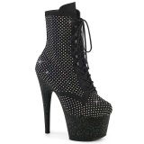 ADORE-1020RM 18 cm pleaser high heels ankle boots strass black