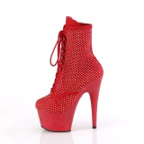 ADORE-1020RM 18 cm pleaser h�ye h�ler boots strass r�de