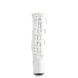 ADORE-1043 - 18 cm platform h�yh�lte boots lakk hvite