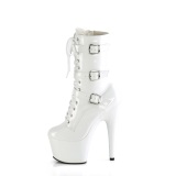 ADORE-1043 - 18 cm platform h�yh�lte boots lakk hvite
