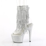 BEJ-1017RSF-7 - 18 cm pleaser h�ye h�ler boots strass transparent