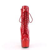 BEJ-1020-7 - 18 cm pleaser h�ye h�ler boots strass r�d