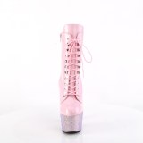 BEJ-1020-7 - 18 cm pleaser høye hæler boots strass rosa