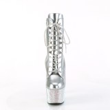 BEJ-1020-7 - 18 cm pleaser h�ye h�ler boots strass s�lv