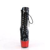 BEJ-1020-7 - 18 cm pleaser h�ye h�ler boots strass svart r�d