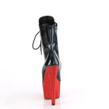 BEJ-1020-7 - 18 cm pleaser h�ye h�ler boots strass svart r�d