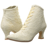 Beige 12 cm VICTORIAN-30 Lace Up Ankle Calf Women Boots