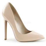 Beige Varnished 13 cm SEXY-20 pointed toe stiletto pumps