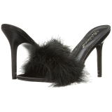 Black 10 cm CLASSIQUE-01F womens mules with marabou feathers