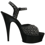 Black 15 cm DELIGHT-609RS Womens Shoes with Glittering Stones