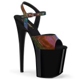 Black 20 cm FLAMINGO-809RBDT Hologram platform high heels shoes