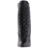 Black Leatherette 10,5 cm VANITY-1020 Flat Ankle Calf Boots Women