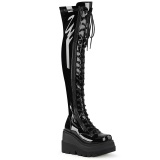 Black Patent 11,5 cm SHAKER-374 overknee boots with laces