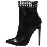 Black Patent 13 cm SEXY-1006 Flat Ankle Calf Boots Women