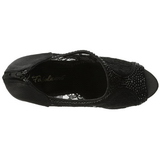 Black Satin 13,5 cm BELLA-26 Rhinestone Platform Pumps Shoes
