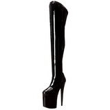 Black Shiny 20 cm PLEASER FLAMINGO-3000 Platform Over Knee Boots
