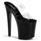 Black Transparent 20 cm XTREME-802 Plateau Women Mules Shoes