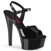 Black sandals platform 15 cm GLEAM-609 pleaser high heels sandals