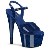 Blue 18 cm ADORE-709GP glitter platform sandals shoes