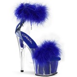 Blue 18 cm ADORE-724F exotic pole dance high heel sandals with feathers
