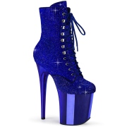 Blue rhinestones 20 cm FLAMINGO-1020CHRS pleaser high heels ankle boots