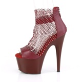 Burgundy high heels 18 cm ADORE-765RM glitter platform high heels