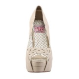 Cream Leatherette 13,5 cm BELLA-30 womens peep toe pumps shoes