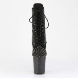 FLAMINGO-1020RM 20 cm pleaser h�ye h�ler boots strass svart