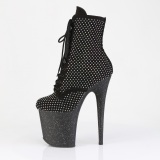 FLAMINGO-1020RM 20 cm pleaser h�ye h�ler boots strass svart