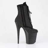 FLAMINGO-1020RM 20 cm pleaser h�ye h�ler boots strass svart