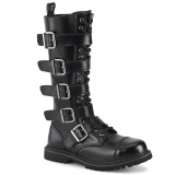 Genuine leather RIOT-18BK demonia boots - unisex steel toe combat boots