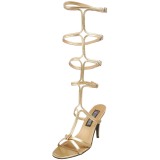 Gold 8 cm ROMAN-10 knee high womens gladiator sandals