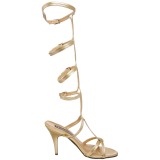 Gold 8 cm ROMAN-10 knee high womens gladiator sandals
