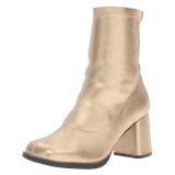 Gold Leatherette 7,5 cm GOGO-150 stretch block heels ankle boots