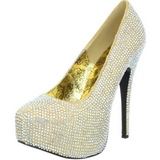 Gold Rhinestone 14,5 cm Burlesque TEEZE-06R Platform Pumps Women Shoes
