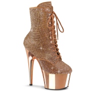 Gold Rose rhinestones 18 cm ADORE-1020CHRS pleaser high heels ankle boots