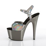 Gray 18 cm ADORE-709HGCH Hologram platform high heels shoes