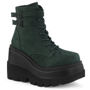 Green faux suede 11,5 cm SHAKER-52 wedge ankle boots platform black