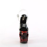 LED Skull platform 20 cm pleaser high heels transparent - red