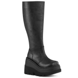 Leatherette 11,5 cm SHAKER stretch platform boots with wide calf