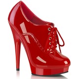 Patent 15 cm SULTRY-660 platform ankle booties high heels red