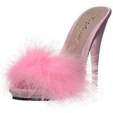 Pink 13 cm POISE-501F marabou fj�r h�ye sko mules