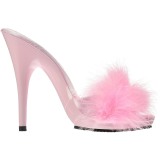 Pink 13 cm POISE-501F marabou fj�r h�ye sko mules