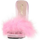 Pink 13 cm POISE-501F marabou fj�r h�ye sko mules